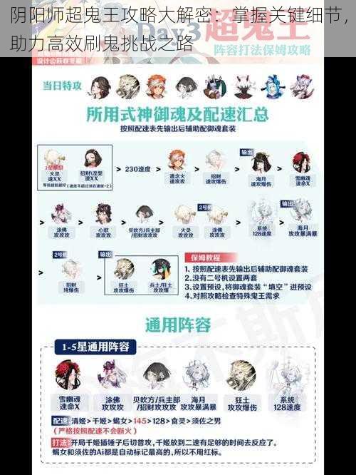 阴阳师超鬼王攻略大解密:掌握关键细节,助力高效刷鬼挑战之路