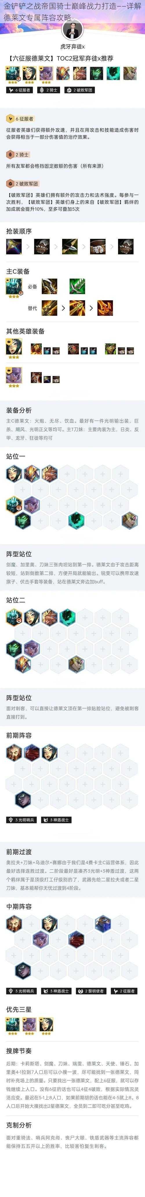 金铲铲之战帝国骑士巅峰战力打造——详解德莱文专属阵容攻略