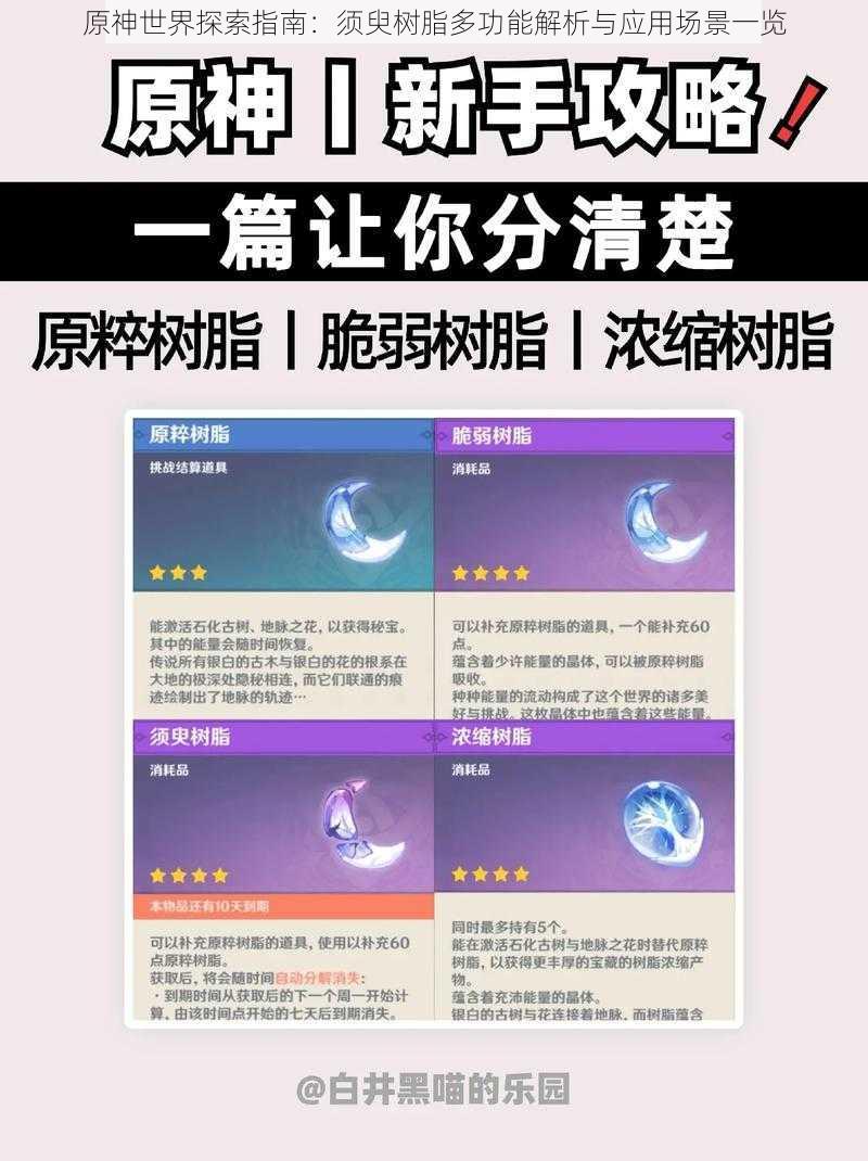 原神世界探索指南:须臾树脂多功能解析与应用场景一览