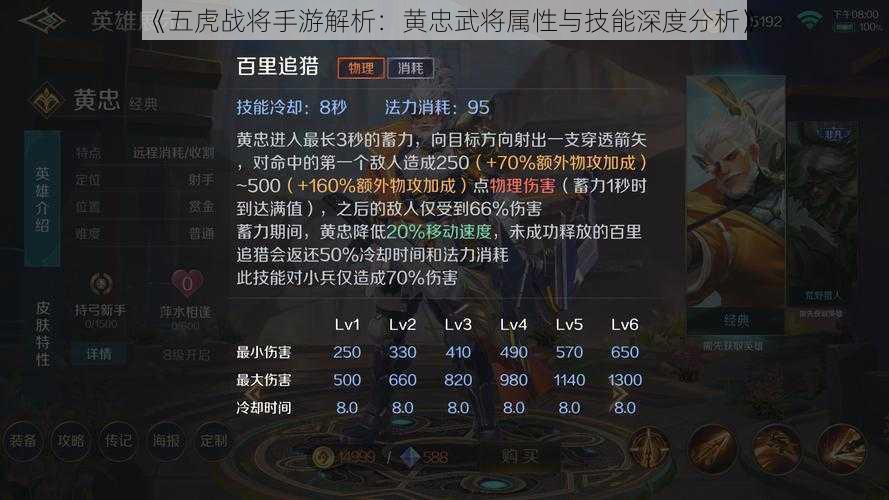 《五虎战将手游解析:黄忠武将属性与技能深度分析》