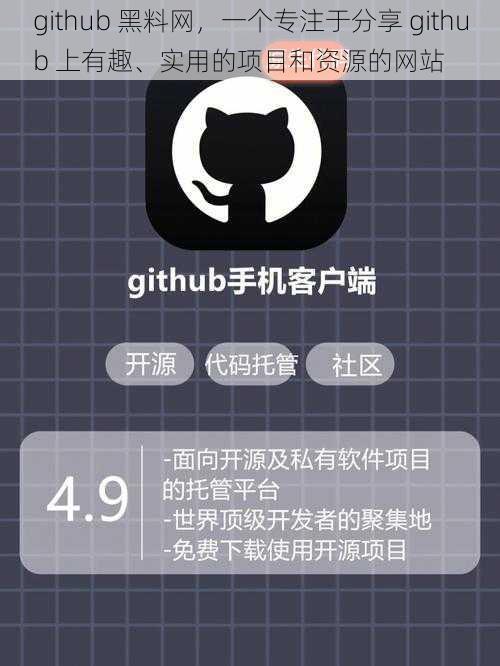 github 黑料网,一个专注于分享 github 上有趣、实用的项目和资源的网站