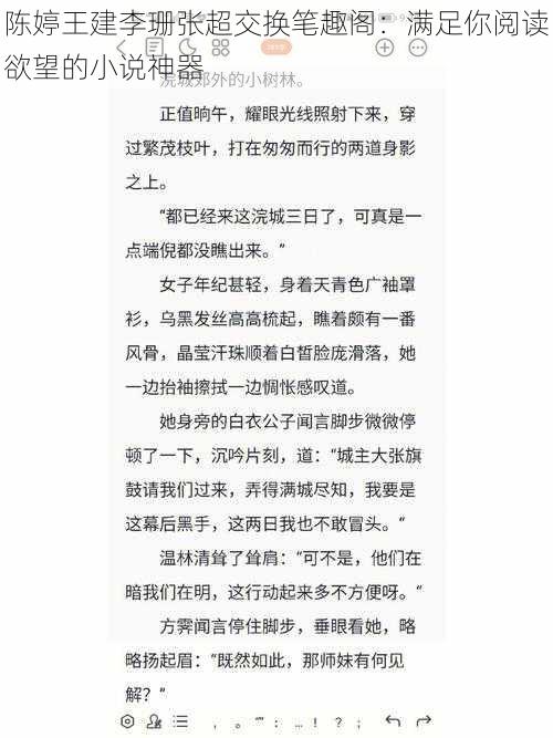 陈婷王建李珊张超交换笔趣阁:满足你阅读欲望的小说神器