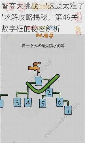 智商大挑战:'这题太难了'求解攻略揭秘,第49关数字框的秘密解析