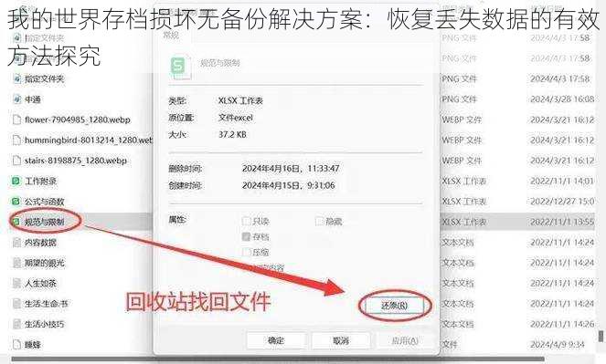 我的世界存档损坏无备份解决方案:恢复丢失数据的有效方法探究
