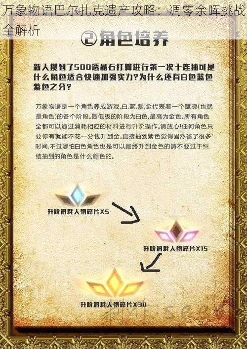 万象物语巴尔扎克遗产攻略:凋零余晖挑战全解析