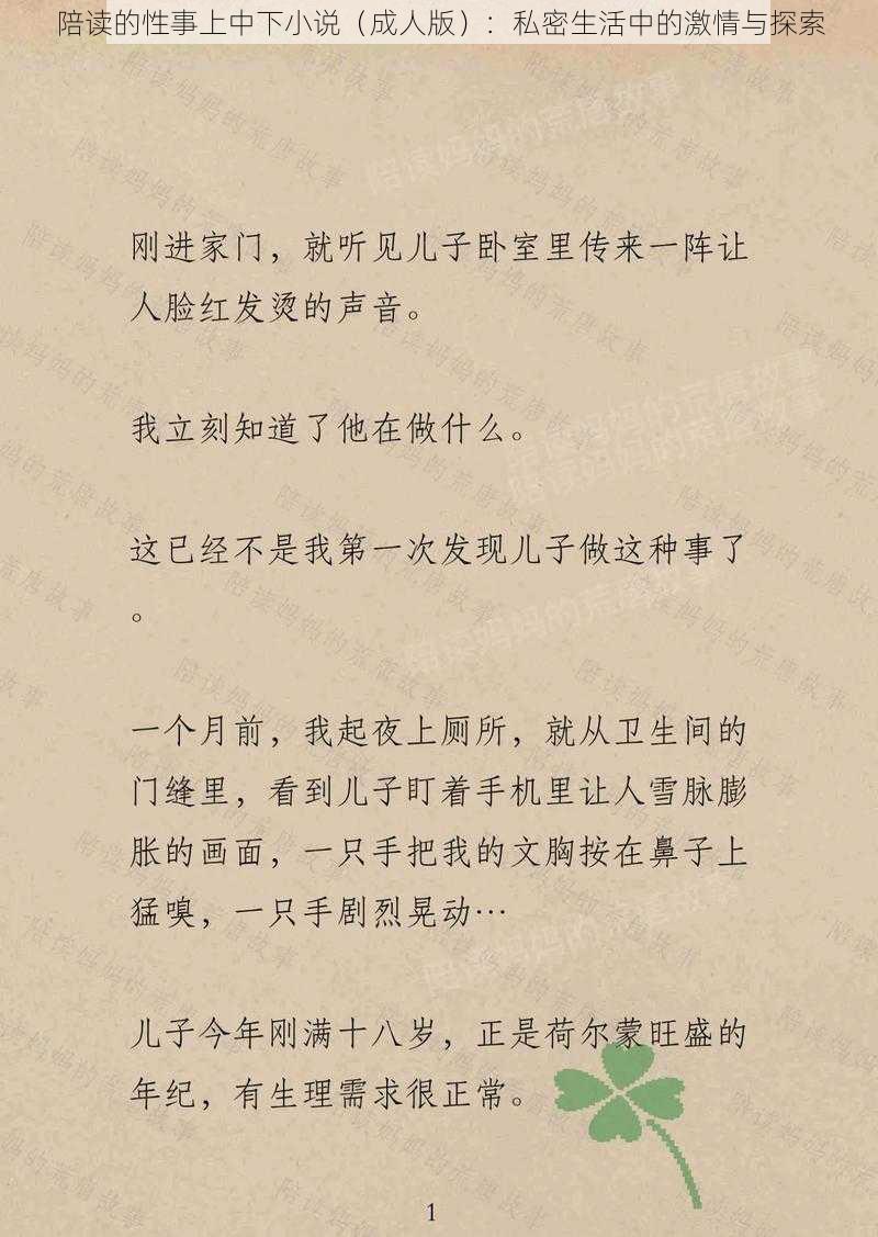 陪读的性事上中下小说(成人版):私密生活中的激情与探索