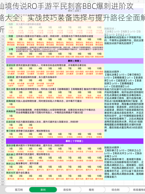 仙境传说RO手游平民刺客BBC爆刺进阶攻略大全:实战技巧装备选择与提升路径全面解析