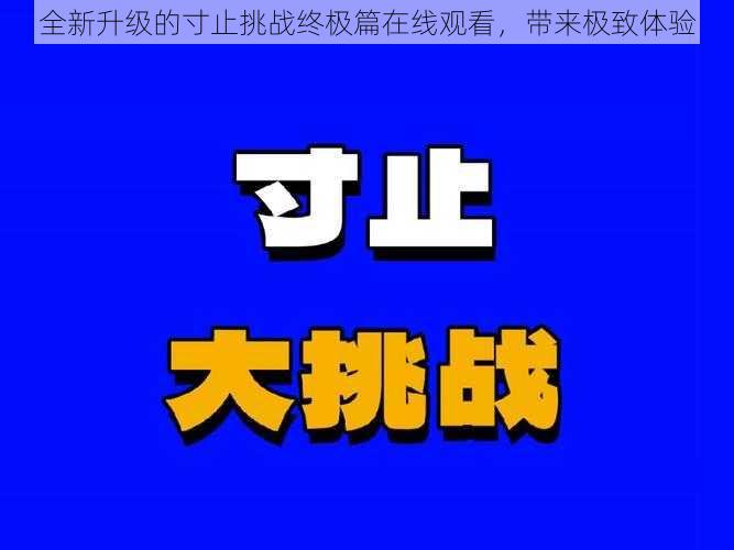 全新升级的寸止挑战终极篇在线观看,带来极致体验