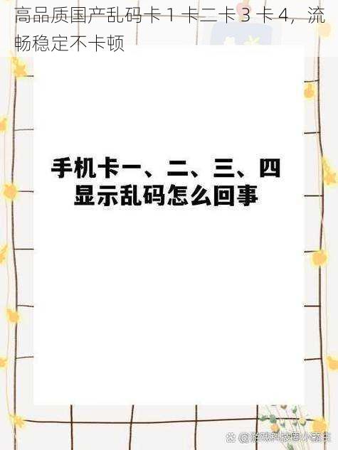 高品质国产乱码卡 1 卡二卡 3 卡 4,流畅稳定不卡顿
