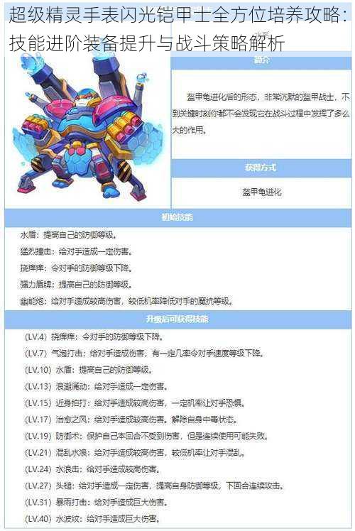 超级精灵手表闪光铠甲士全方位培养攻略:技能进阶装备提升与战斗策略解析