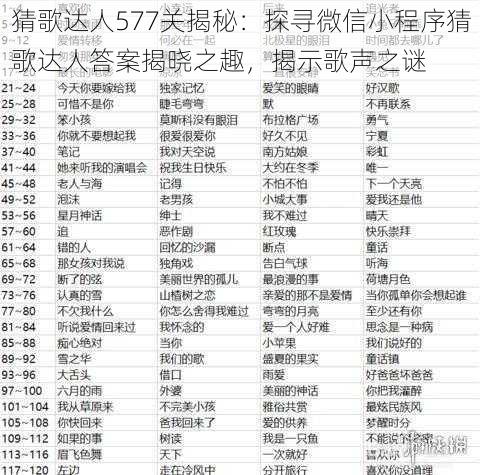猜歌达人577关揭秘:探寻微信小程序猜歌达人答案揭晓之趣,揭示歌声之谜
