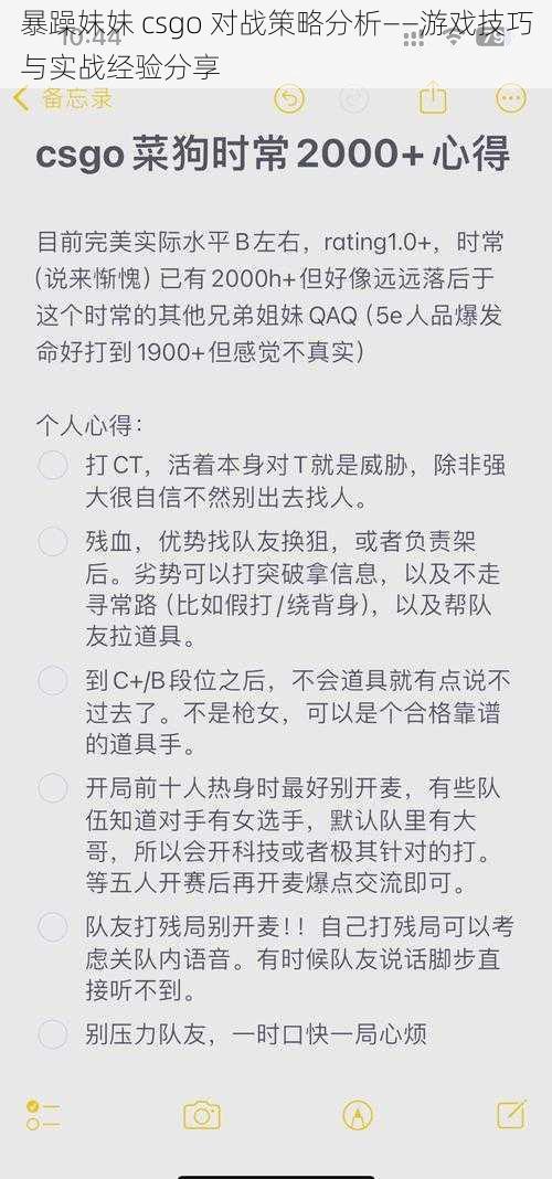 暴躁妹妹 csgo 对战策略分析——游戏技巧与实战经验分享