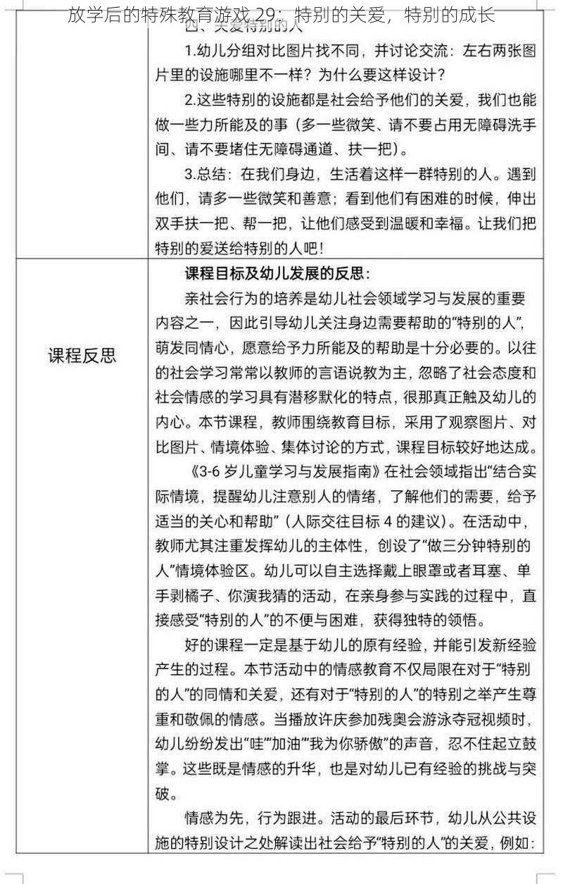 放学后的特殊教育游戏 29:特别的关爱,特别的成长