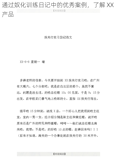 通过奴化训练日记中的优秀案例,了解 XX 产品