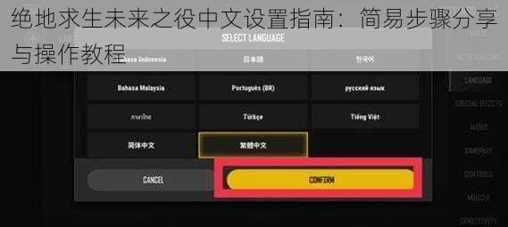 绝地求生未来之役中文设置指南:简易步骤分享与操作教程