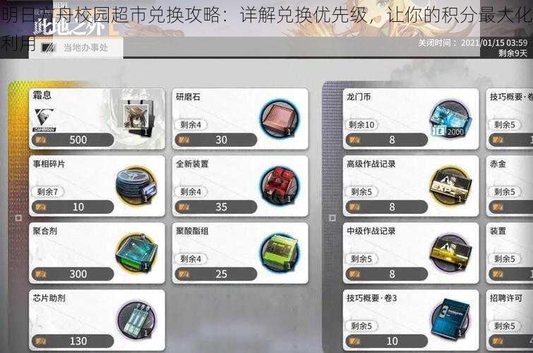 明日方舟校园超市兑换攻略:详解兑换优先级,让你的积分最大化利用