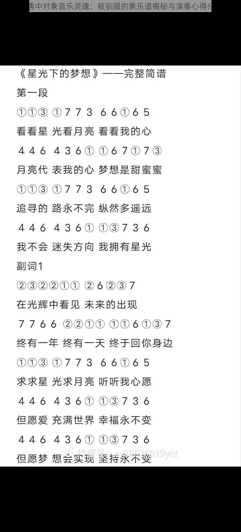 光遇中对象音乐灵魂:被驯服的象乐谱揭秘与演奏心得分享