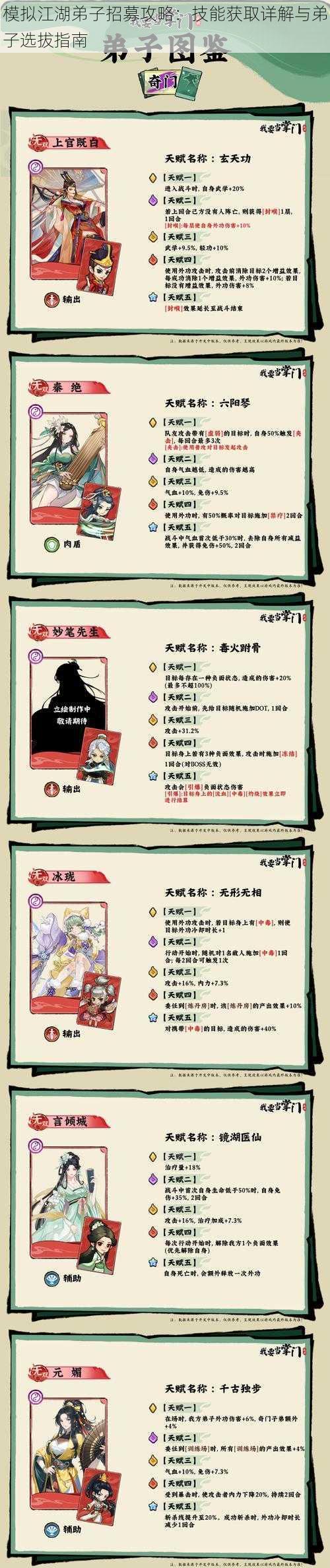 模拟江湖弟子招募攻略:技能获取详解与弟子选拔指南