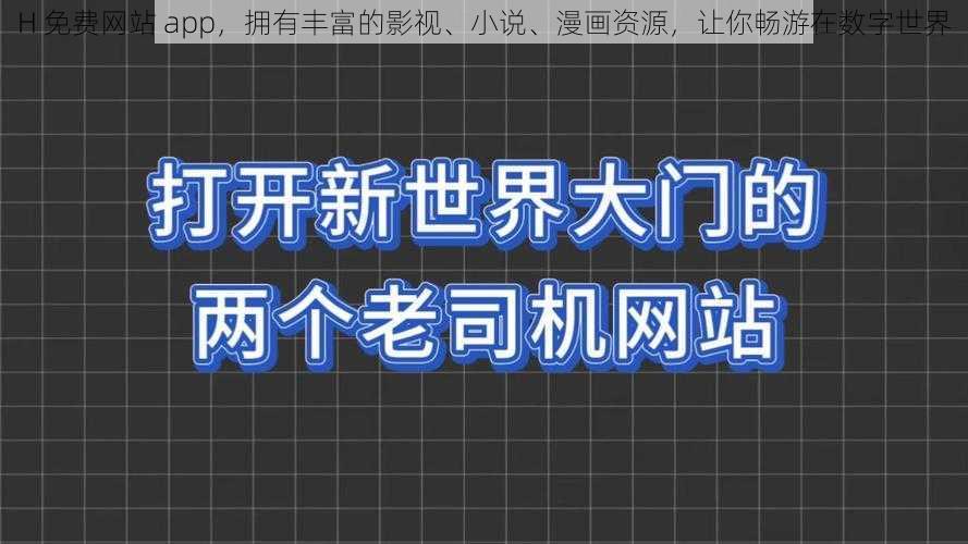 H 免费网站 app,拥有丰富的影视、小说、漫画资源,让你畅游在数字世界