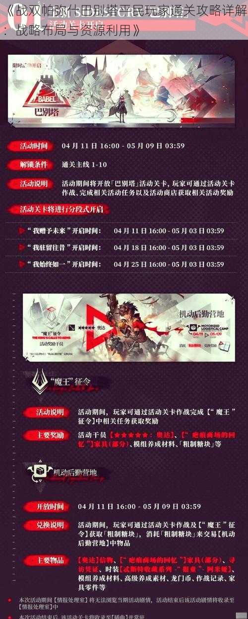 《战双帕弥什巴别塔平民玩家通关攻略详解:战略布局与资源利用》