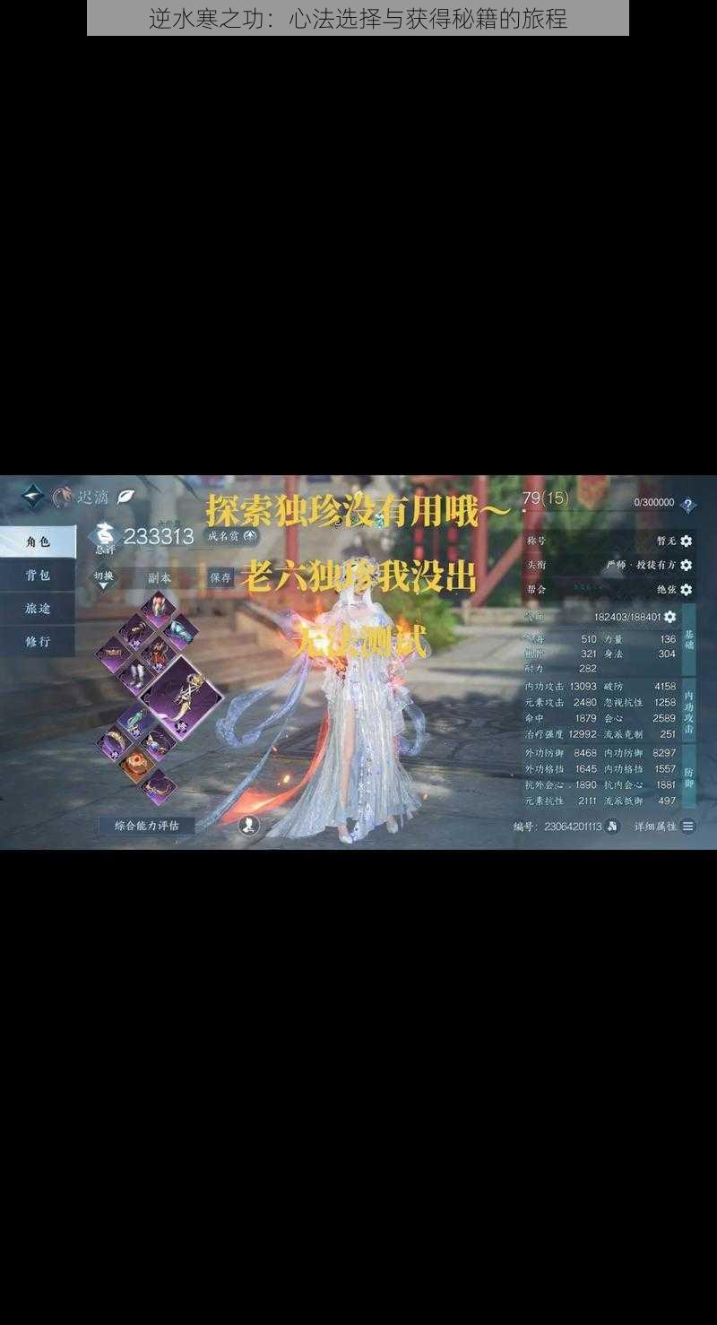 逆水寒之功:心法选择与获得秘籍的旅程