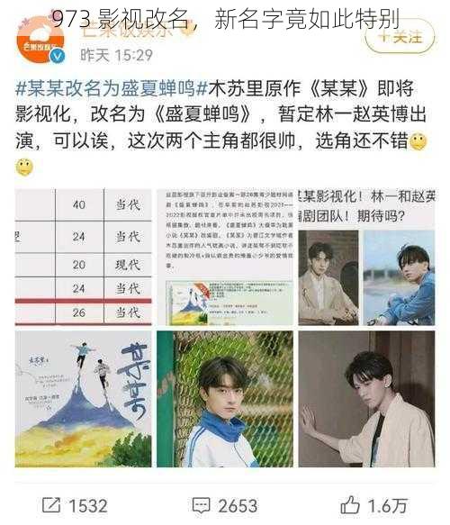 973 影视改名,新名字竟如此特别