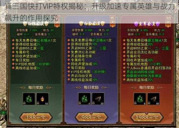 真三国快打VIP特权揭秘:升级加速专属英雄与战力飙升的作用探究