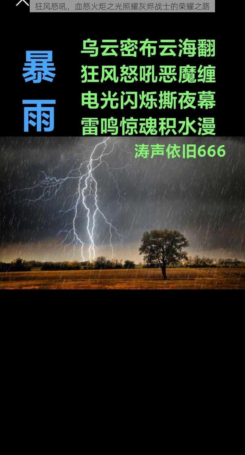 狂风怒吼,血怒火炬之光照耀灰烬战士的荣耀之路