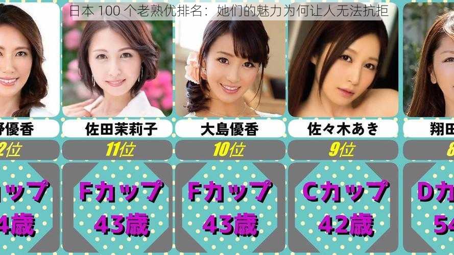 日本 100 个老熟优排名:她们的魅力为何让人无法抗拒