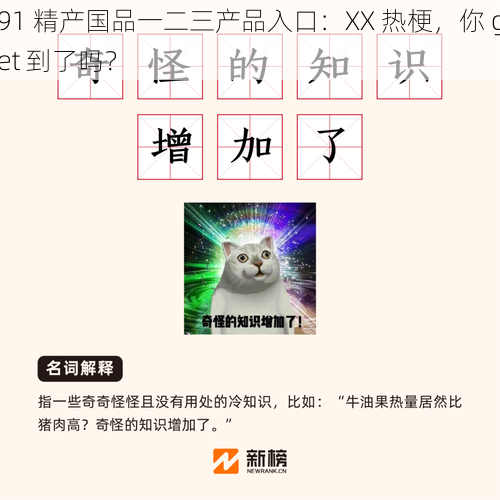 91 精产国品一二三产品入口:XX 热梗,你 get 到了吗?