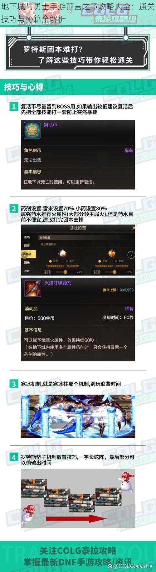 地下城与勇士手游预言之章攻略大全:通关技巧与秘籍全解析