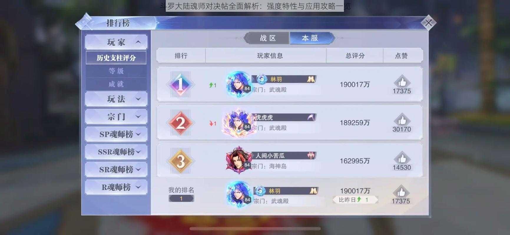 斗罗大陆魂师对决帖全面解析:强度特性与应用攻略一览