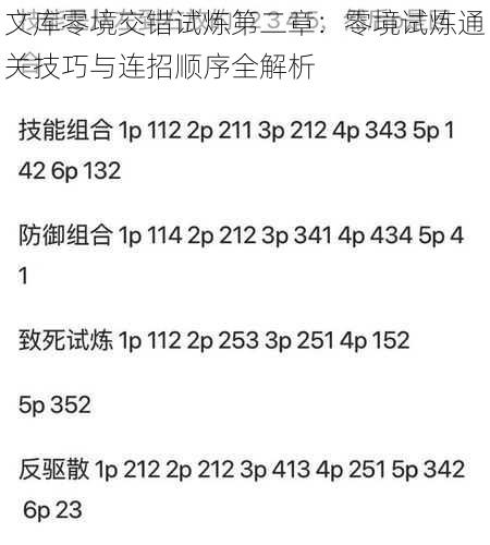 文库零境交错试炼第二章:零境试炼通关技巧与连招顺序全解析