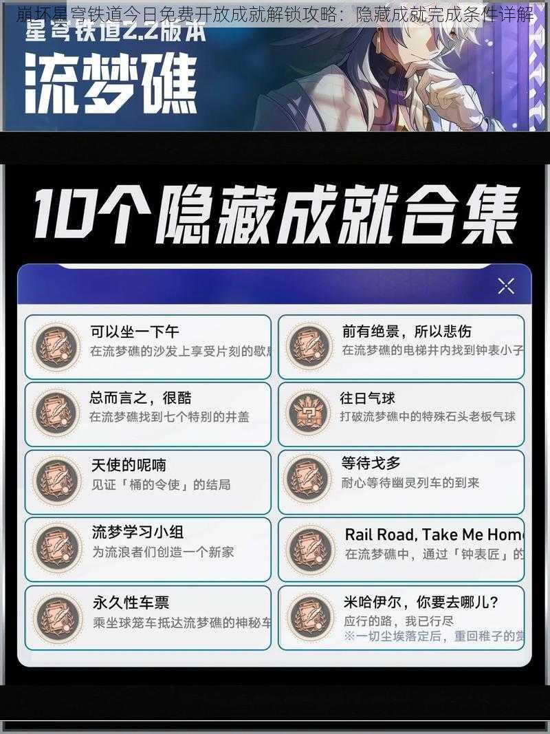 崩坏星穹铁道今日免费开放成就解锁攻略:隐藏成就完成条件详解