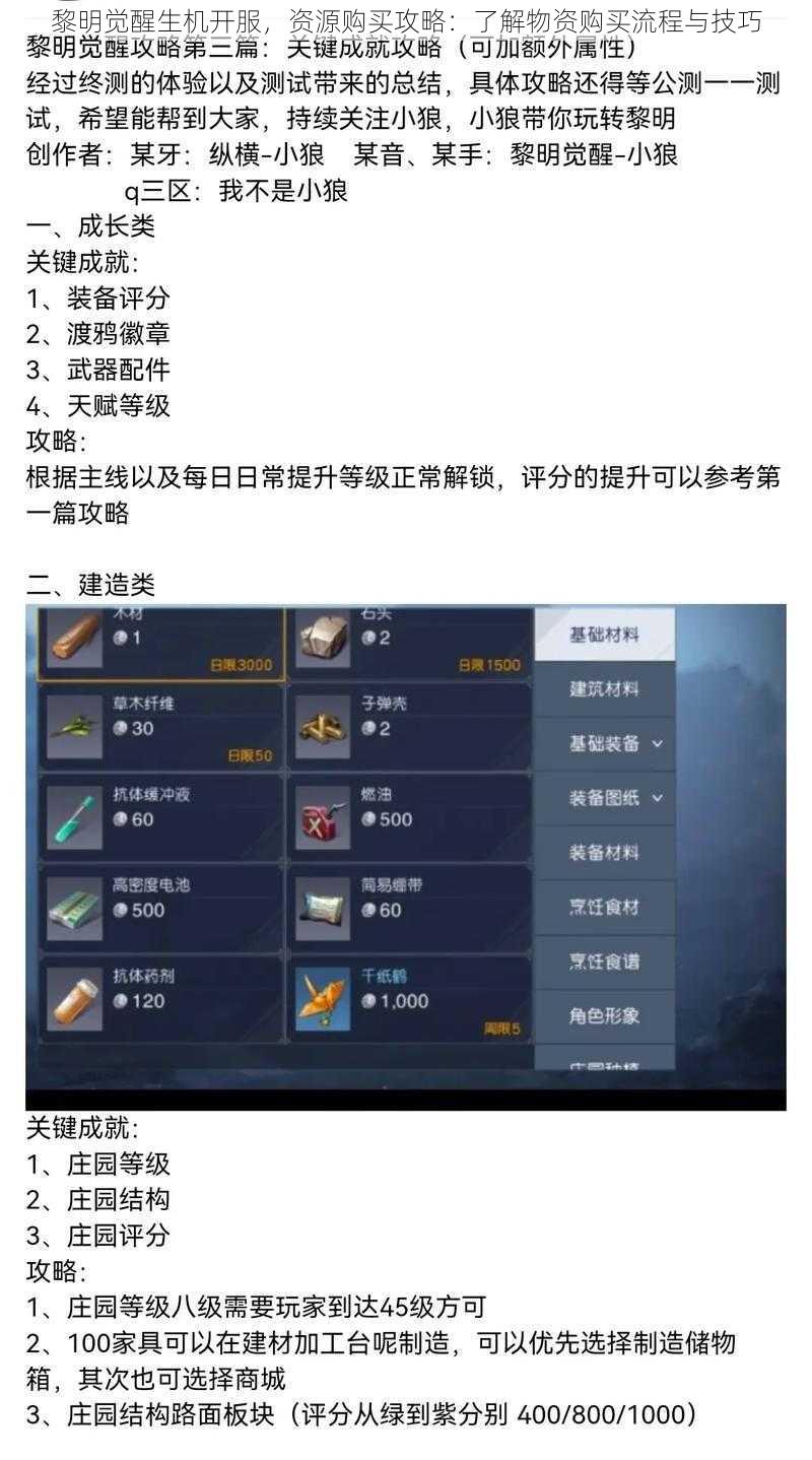 黎明觉醒生机开服,资源购买攻略:了解物资购买流程与技巧