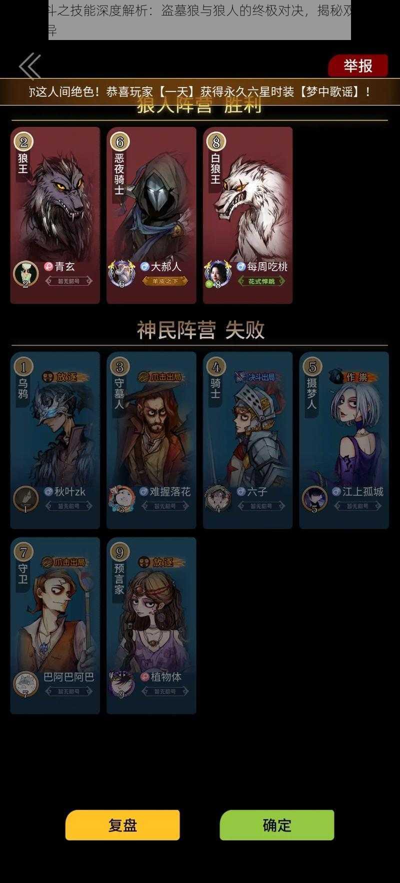 狼人决斗之技能深度解析:盗墓狼与狼人的终极对决,揭秘双方技能强度差异
