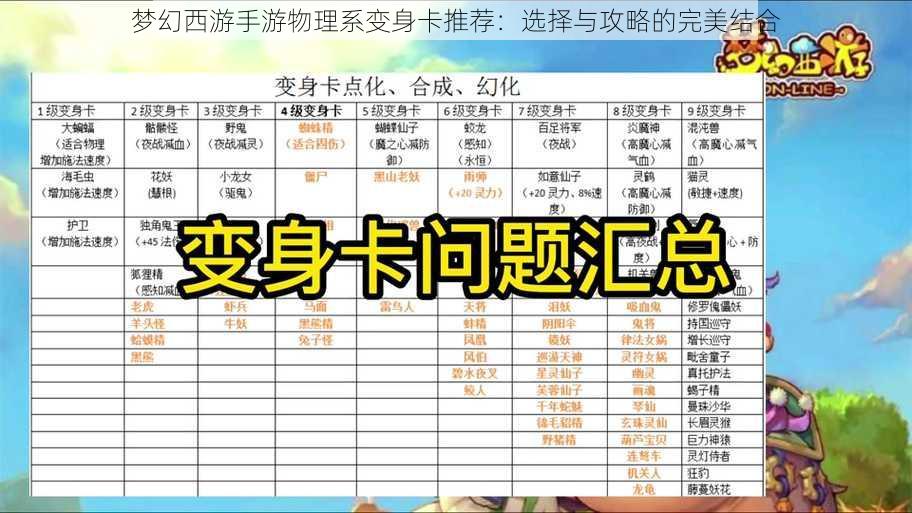 梦幻西游手游物理系变身卡推荐:选择与攻略的完美结合