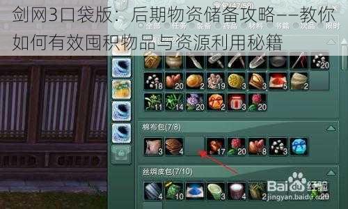 剑网3口袋版:后期物资储备攻略——教你如何有效囤积物品与资源利用秘籍