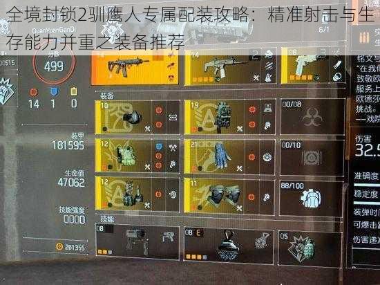 全境封锁2驯鹰人专属配装攻略:精准射击与生存能力并重之装备推荐