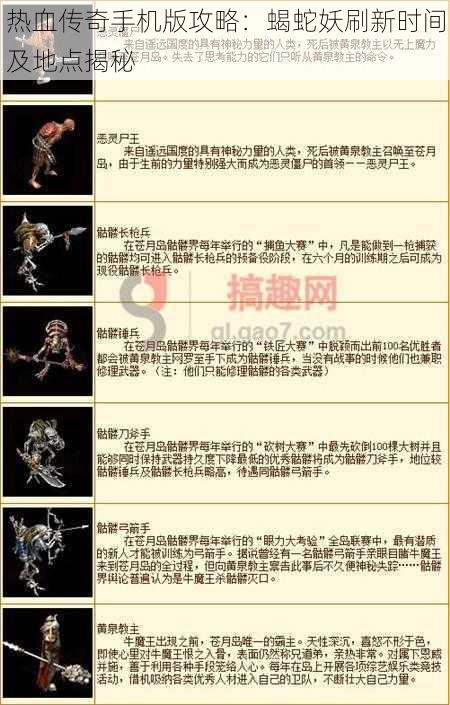 热血传奇手机版攻略:蝎蛇妖刷新时间及地点揭秘