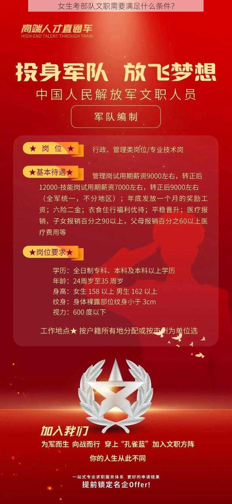 女生考部队文职需要满足什么条件?