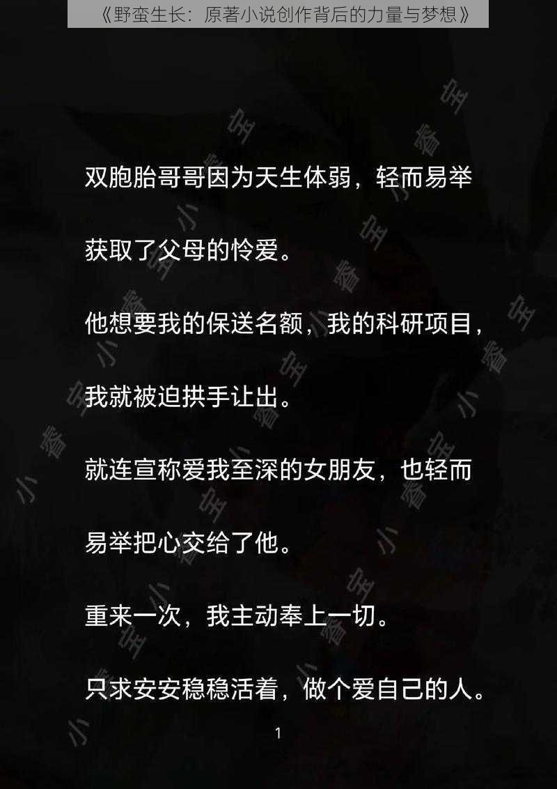 《野蛮生长:原著小说创作背后的力量与梦想》