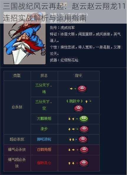 三国战纪风云再起:赵云赵云翔龙11连招实战解析与运用指南
