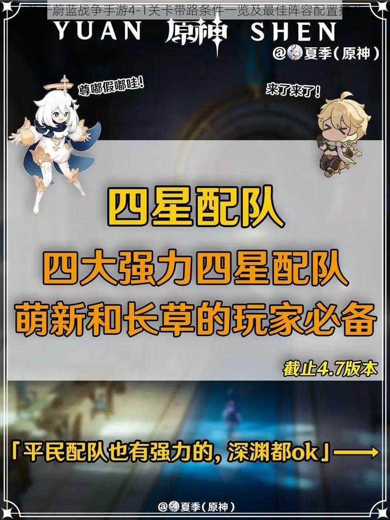 关于蔚蓝战争手游4-1关卡带路条件一览及最佳阵容配置推荐