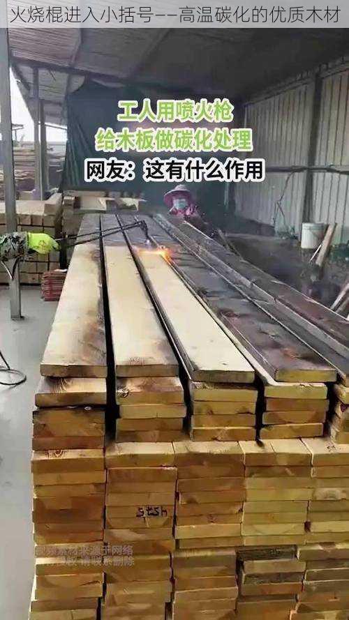 火烧棍进入小括号——高温碳化的优质木材