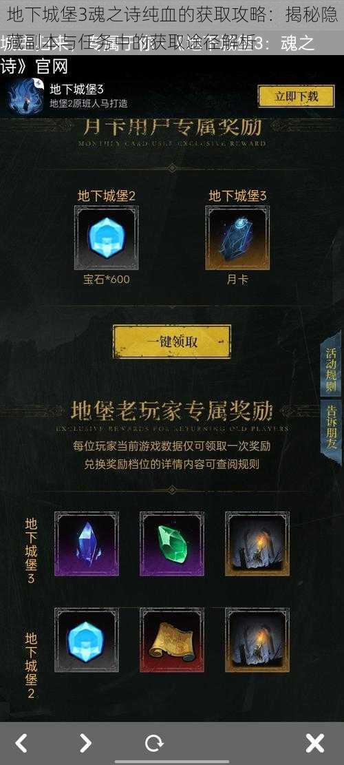 地下城堡3魂之诗纯血的获取攻略:揭秘隐藏副本与任务中的获取途径解析