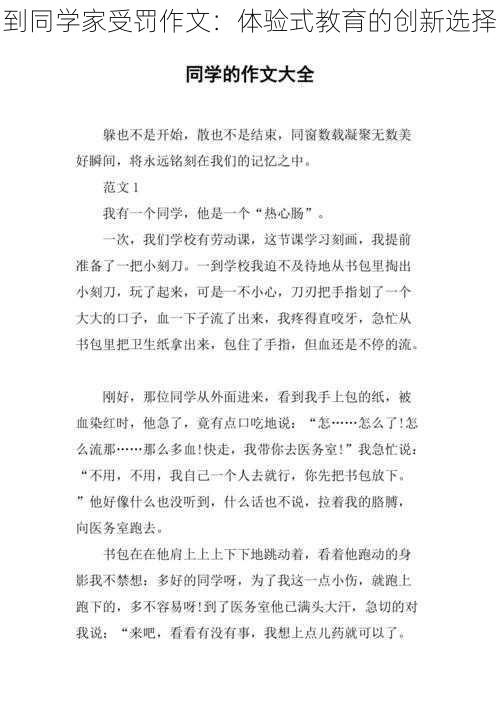 到同学家受罚作文:体验式教育的创新选择