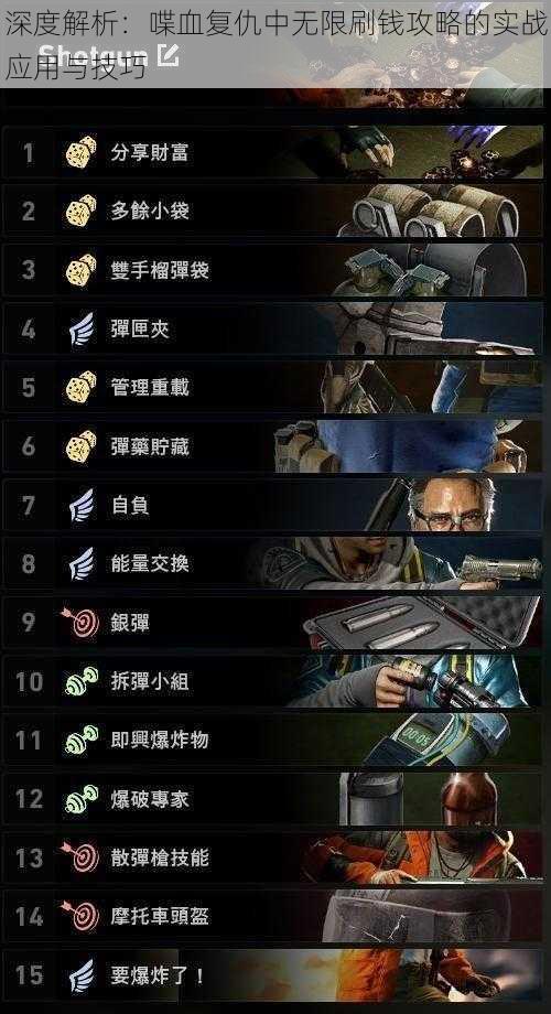 深度解析:喋血复仇中无限刷钱攻略的实战应用与技巧