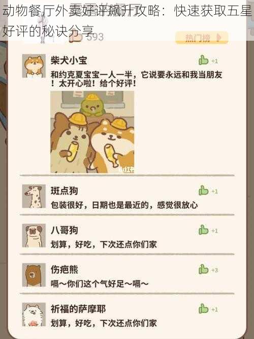 动物餐厅外卖好评飙升攻略:快速获取五星好评的秘诀分享