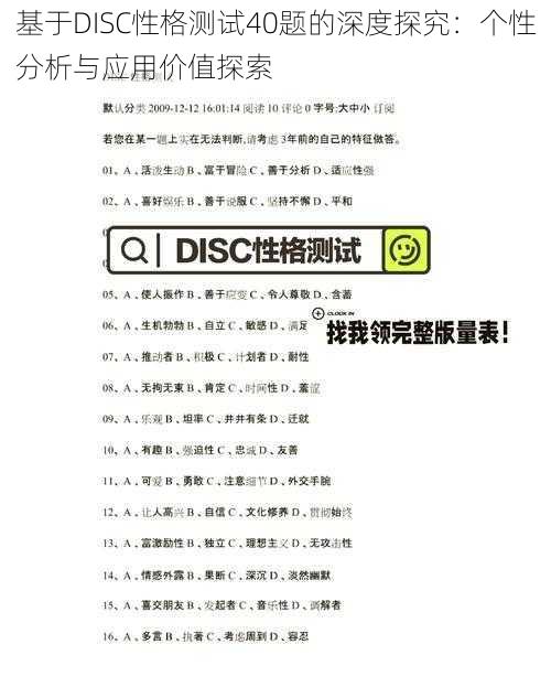 基于DISC性格测试40题的深度探究:个性分析与应用价值探索